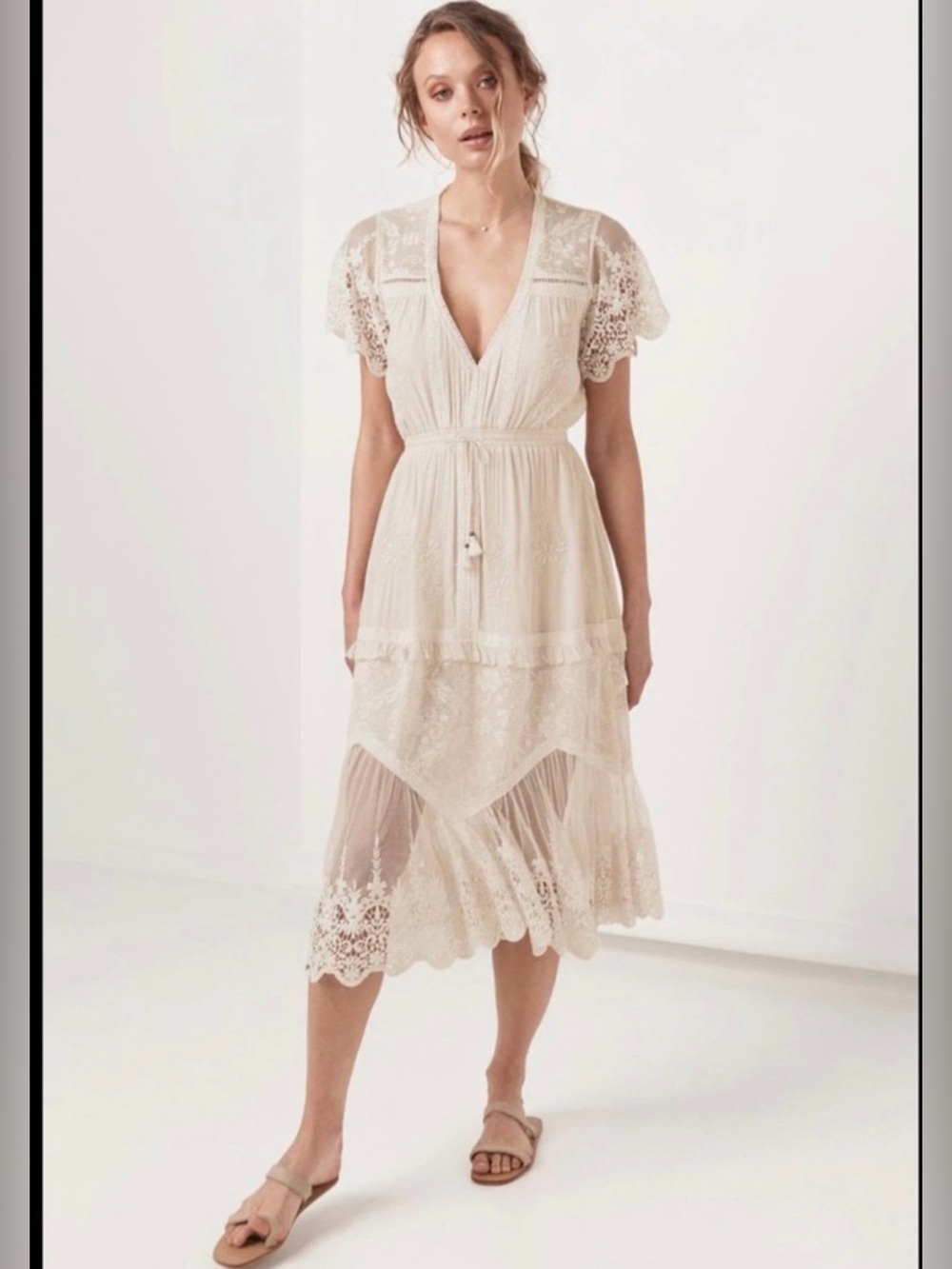 Spell Maggie Embroidered Midi Dress